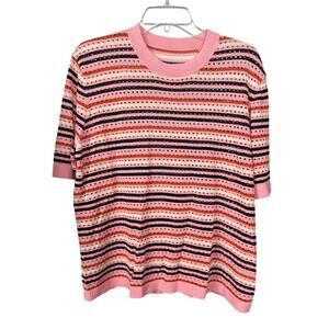 R102 NWOT XL Crochet Knit Top Pink R0000102